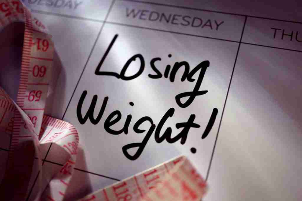 Calendar day entry with note: Losing Weight!