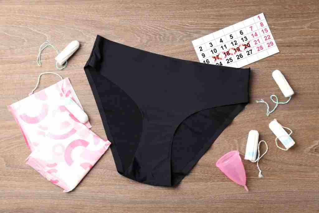 Collection of items used during a period - tampons, sanitary pads and menstrual cups