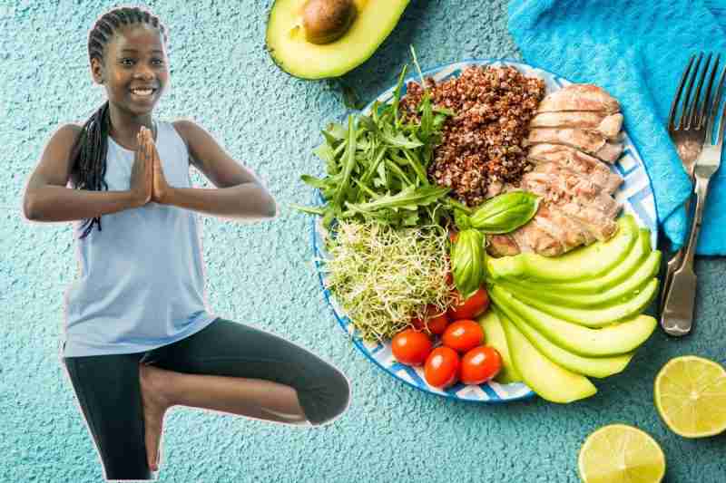 Image showing two secrets of hormone balance - fitness and a healthy, balanced diet