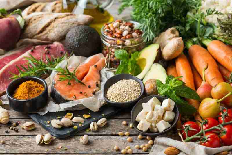 mixture of foods like fruit and vegetables, natural carbohydrates, oils etc that make up foods that could help prevent fibroids growth