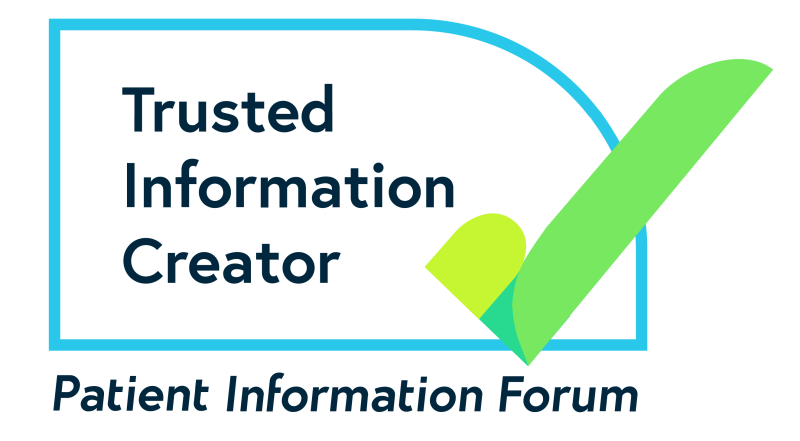 PIF TICK logo with the words Trusted Information Creator and Patient Information Forum. There is a blue rectangular border with a big green tick.