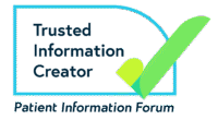 PIF TICK logo with the words Trusted Information Creator and Patient Information Forum. There is a blue rectangular border with a big green tick.