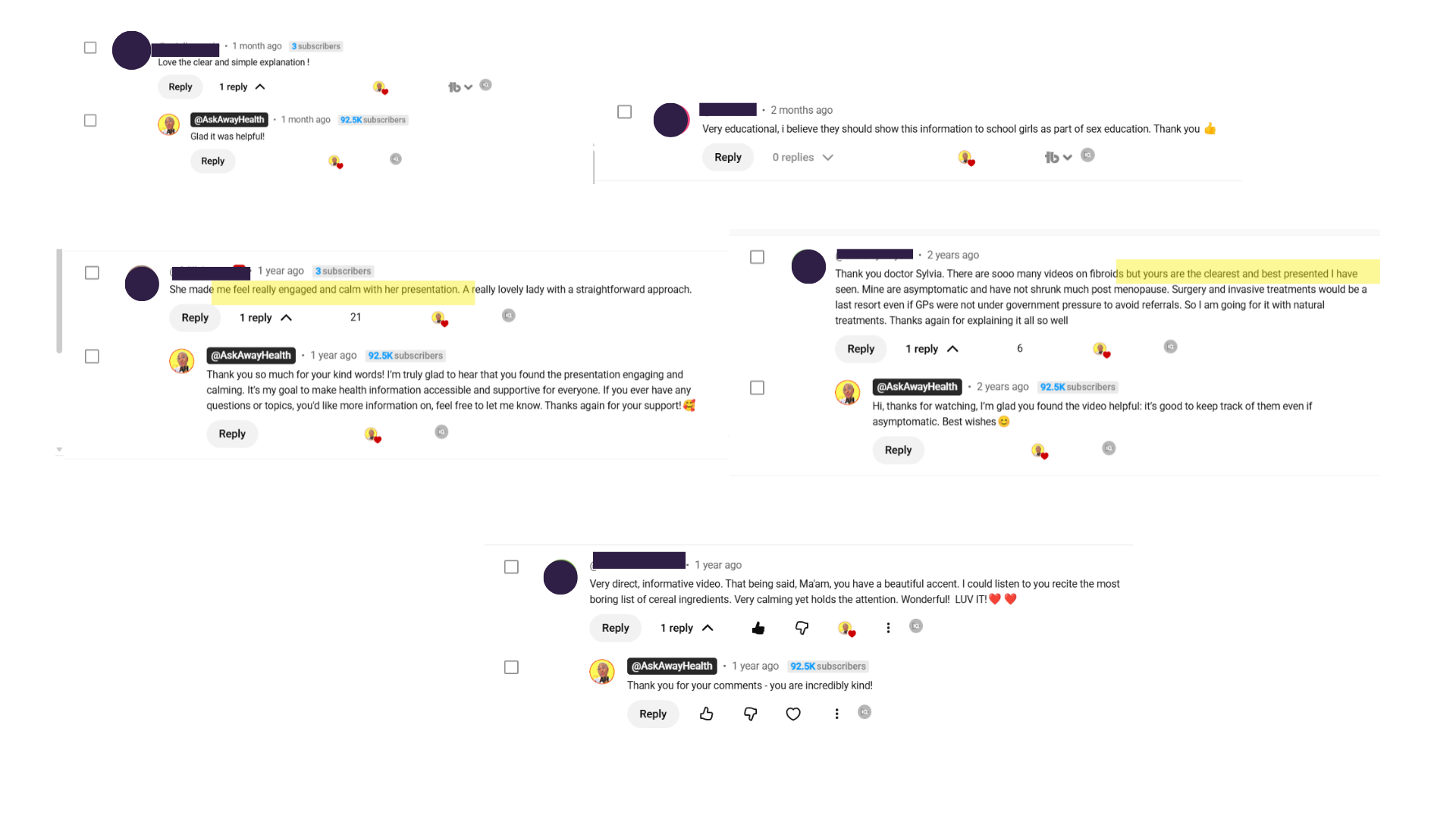What Women Say After Watching - recent collection from viewers of videos on Askawayhealth
