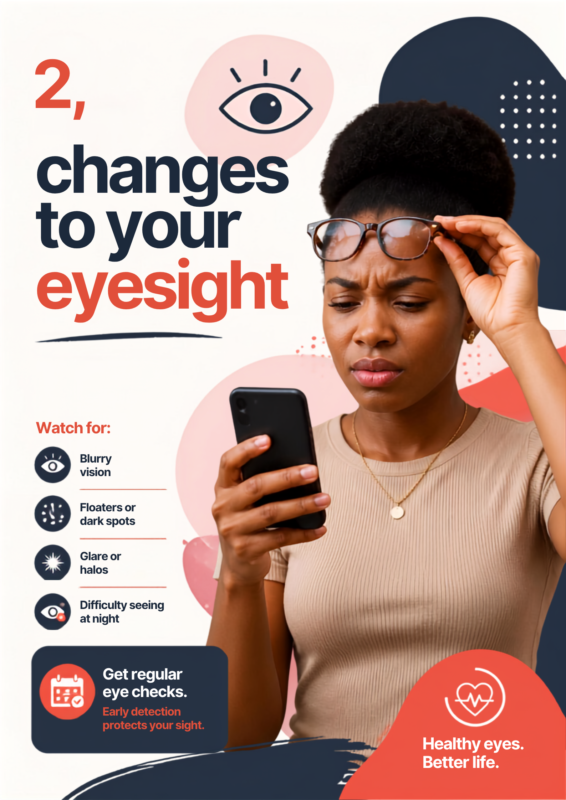 black woman squinting at her phone: possible signs of a brain tumour can include eyesight changes 