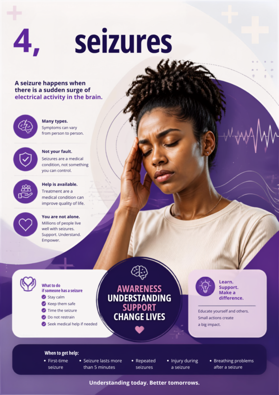 black woman with her hand against her head and grimacing: possible signs of a brain tumour can include seizures